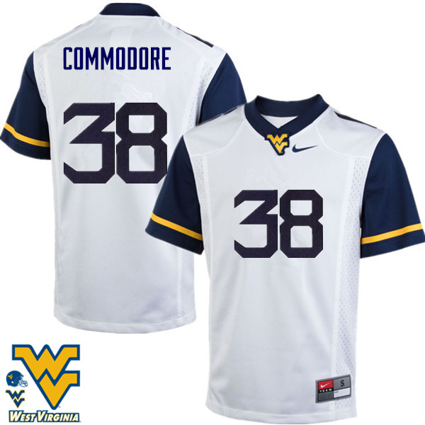 NCAA Men's Shane Commodore West Virginia Mountaineers White #38 Nike Stitched Football College Authentic Jersey TG23K47KB